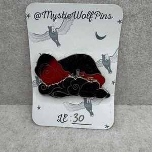 MysticWolfPins Enamel Fox Cloud Pin Black Red LE 30 Animal 2.2oz Collectible